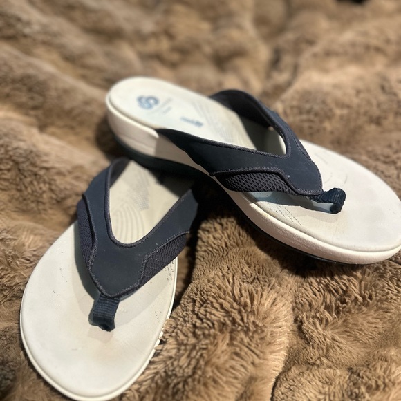Clarks Shoes - Clark’s-Navy and White Flip Flops